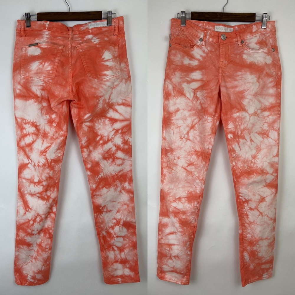 ROCK AND REPUBLIC Skinny Berlin jeans in (orange and white) Peach Rockan…